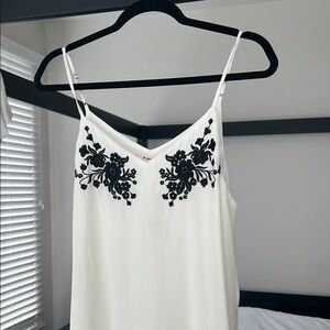 Elegant White and Black Floral Women's Dress